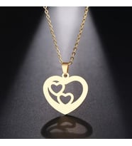Kişiye Özel 925 Ayar Gümüş Kalpler Kolye (Gold)