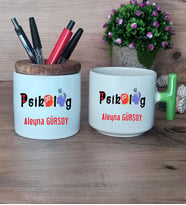 Psikolog Hediye Sepeti Kupa Bardak T Kulplu, Kalemlik Hediyeleri Psikoloğa Hediye (Model 8)