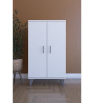 LIJ1500002AACYCA 2 Kapaklı, Ayarlanabilir Raflı Çok Amaçlı Dolap, Mutfak Dolabı, Banyo Dolabı Beyaz, 101x60x30 cm (Beyaz-Gri)