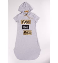 Toontoy Kız Çocuk Elbise Cute Baskılı (Gri)