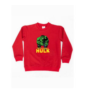 Hulk baskılı pamuklu kumaş çocuk sweatshirt (Kırmızı)
