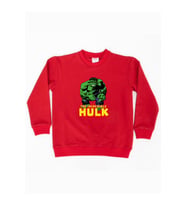 Hulk baskılı pamuklu kumaş çocuk sweatshirt (Kırmızı)