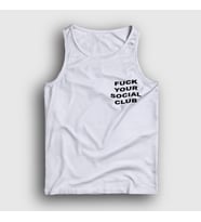 Presmono Unisex Sarı Fuck Your Social Club Atlet 401940tt (Beyaz)