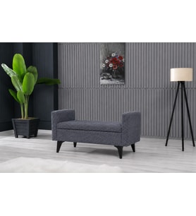 Toffet Bench Puf - Modern, Fonksiyonel ve Konforlu Kollu Bazalı Yüksek Ayaklı (Gri)