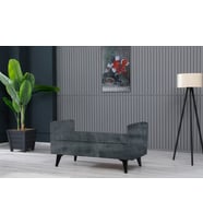 Toffet Bench Puf - Modern, Fonksiyonel ve Konforlu Kollu Bazalı Yüksek Ayaklı (Gri)