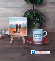 Kankaya Hediye Fotoğraflı Dekoratif Taş, Ahşap Altlıklı Türk Kahvesi Fincanı Hediye (Model 8)