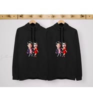 BK Gift Kişiye Özel Sevgililer Karikatürlü İkili Siyah Sweatshirt Seti, Sevgililer Hediye, Çift Hediyesi, Yıl Dönümü Hediyesi, Kişiye Özel Sweatshirt (Model 4)
