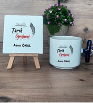 Tarih Öğretmeni Hediye Seti Kupa Bardak T Kulplu ve Dekoratif Taş Öğretmenler Günü Hediyesi Tarih Öğretmenine Hediye (Model 2)