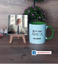 Amcaya Hediye Fotoğraflı Dekoratif Taş, Kupa Bardak Beyaz Hediye (Model 14)