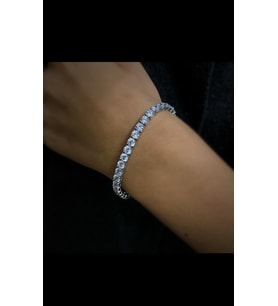 Gümüş 5 mm taşlı italy su yolu bileklik (Gümüş)