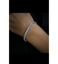 Gümüş 5 mm taşlı italy su yolu bileklik (Gümüş)