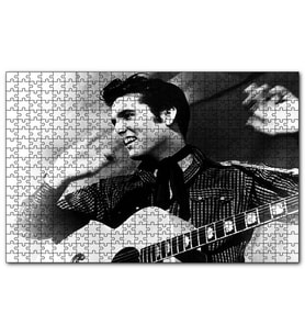 Cakapuzzle Gülümseyen Elvis Presley ve Gitarı SB  Puzzle Yapboz MDF (Ahşap) (255 Parça)