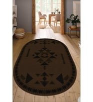 Dijital Baskılı Kaymaz Taban Yıkanabilir Oval Salon Halısı Mutfak Halısı Yolluk NDO-SD-1058 (Kahverengi)
