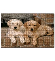 Cakapuzzle Şöminenin Önünde İki Labrador Yavrusu Puzzle Yapboz MDF (Ahşap) (1000 Parça)