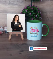 Arapça Öğretmeni Fotoğraflı Dekoratif Taş, Kupa Bardak Beyaz Hediye (Model 14)