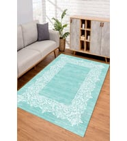 Dijital Kaymaz Taban Yıkanabilir Renkli Salon Halısı Mutfak Halısı Yolluk ND-SD-607 (Turkuaz)