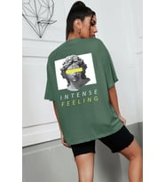 Unisex Aesthetic  Baskılı T-shirt (Yeşil)