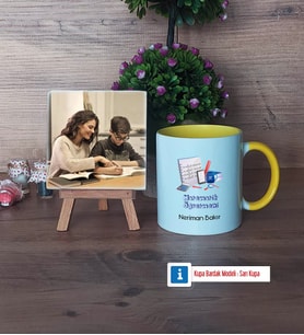 Matematik Öğretmeni Fotoğraflı Dekoratif Taş, Kupa Bardak Beyaz HediyeÖğretmenler Günü Hediyesi (Model 7)