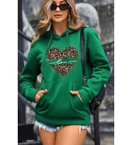 Kalp Baskılı Oversize Sweatshirt (Yeşil)