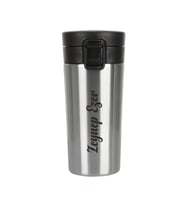 Kişiye Özel Paslanmaz Çelik 350 mL Metalik Siyah Kilitli Küçük Termos Bardak (Gümüş)