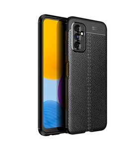 Samsung Galaxy M52 Kılıf Deri Görünümlü Slim Silikon (Siyah)