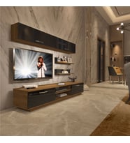 Decoraktiv Eko 5B Mdf Dvd Tv Ünitesi Tv Sehpası - Parlak Beyaz (Pera - Siyah)