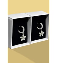 Papatya Silver 925 Ayar Gümüş Ay Taşlı Yasemin Çiçeği Klipsli Halka Küpe (Rodyum)