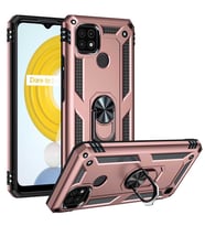 Realme C21 Kılıf Zore Vega Yüzüklü Standlı Zırh Kılıf (Rose)