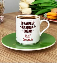 Kişiye Özel Efsaneler Kasımda Doğar Türk Kahvesi Fincanı Doğum Günü Hediyesi (Yeşil)