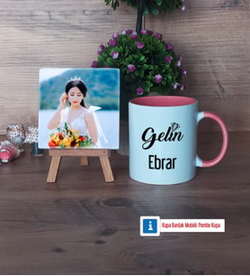 Gelin Fotoğraflı Dekoratif Taş, Kupa Bardak Beyaz Hediye (Model 6)