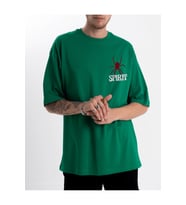 Unisex Oversize Eskitme Spirit Tshirt (Yeşil)
