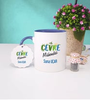 Çevre Mühendisi Kupa Bardak ve Anahtarlık (Lacivert)