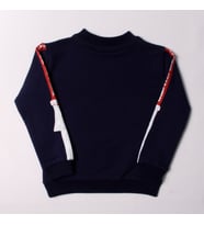 Toontoy Kız Çocuk Sweatshirt Kollari Şeritli Pullu Fashion Nakış (Lacivert)