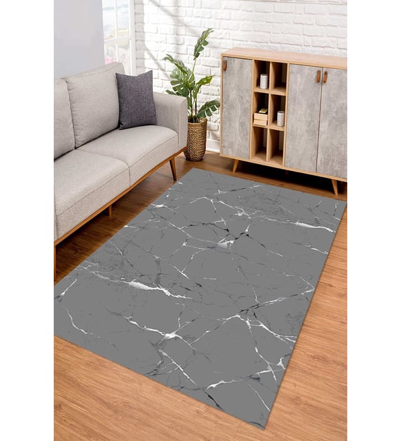 Dijital Kaymaz Taban Yıkanabilir Renkli Salon Halısı Mutfak Halısı Yolluk ND-SD-382 (Gümüş)