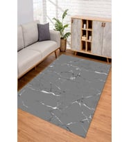 Dijital Kaymaz Taban Yıkanabilir Renkli Salon Halısı Mutfak Halısı Yolluk ND-SD-382 (Gümüş)