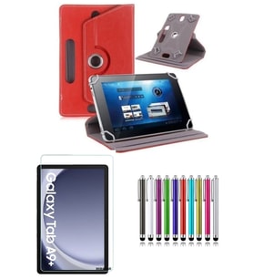 Samsung Galaxy Tab A9 Plus 11" Uyumlu Standlı Tablet Kılıfı + Kırılmaz Ekran Koruyucu+ Dokunmatik Kalem (Kırmızı)