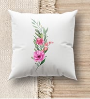 BK Gift Çiçek Tasarımlı Beyaz Kırlent Yastık, Ev Hediyesi, Ev Dekorasyonu, Dekoratif Hediye (Model 1)