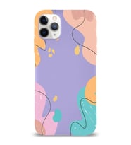 PrintiFy Apple iPhone 11 Pro Max Uyumlu Lansman Kılıf Karışık Renkler Tasarımlı İçi Kadife Kapak (Lila)