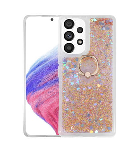Galaxy A33 5G Kılıf Zore Milce Simli Pullu Yüzüklü Kılıf (Gold)