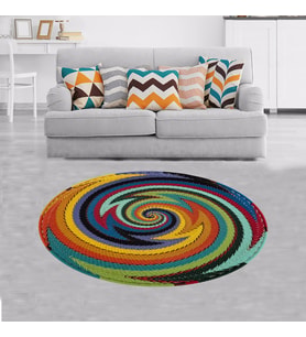 Jüt Hasır Kilim Görünümlü Dijital Baskılı Kaymaz Taban Yıkanabilir Modern Salon Halısı ve Yolluk (Çok Renkli)