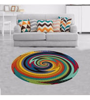Jüt Hasır Kilim Görünümlü Dijital Baskılı Kaymaz Taban Yıkanabilir Modern Salon Halısı ve Yolluk (Çok Renkli)