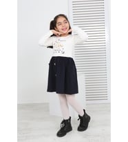 Toontoy Kız Çocuk Beauty Love Baskılı Elbise (Ekru)