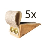 Barış Dizayn Premium 5 Renk 6 seçenekli Deri Kapı süslü altlığı kapı stoperi stopper kapı durdurucu (5li paket) (Bej)