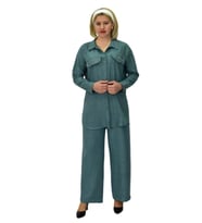 Kadın Ayrobin İkili Bluz Pantolon Takım BGL-ST03710 (Yeşil)