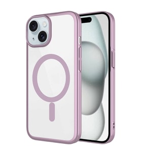 Vendas iPhone 15 Kılıf Wireless Şarj Özellikli Sert PC Zore Mat Riksos Magsafe Kapak (Pembe)