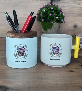 Öğretmenler Günü Hediye Sepeti Kupa Bardak T Kulplu, Kalemlik Hediyeleri Öğretmenler Günü Hediyesi (Model 5)
