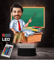 Doğum Günü Hediyesi,Sevgiliye Hediye, Kişiye Özel Fotoğraflı Öğretmen Karikatür 3D Led Lamba (RGB)