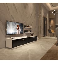 Decoraktiv Eko 4B Slm Std Tv Ünitesi Tv Sehpası - Parlak Beyaz (Siyah - Beyaz)