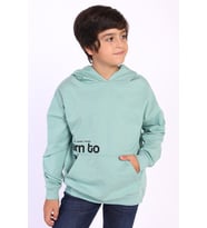 Toontoy Erkek Çocuk Kapüşonlu Kanguru Cepli Baskılı Sweatshirt (Yeşil)