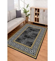 Dijital Kaymaz Taban Yıkanabilir Renkli Salon Halısı Mutfak Halısı Yolluk ND-SD-758 (Siyah)